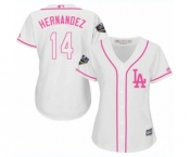 Women's Majestic Los Angeles Dodgers #14 Enrique Hernandez Authentic White Fashion Cool Base 2018 World Series MLB Jersey