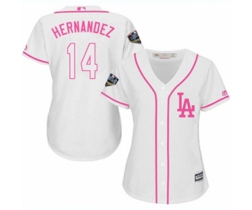 Women's Majestic Los Angeles Dodgers #14 Enrique Hernandez Authentic White Fashion Cool Base 2018 World Series MLB Jersey