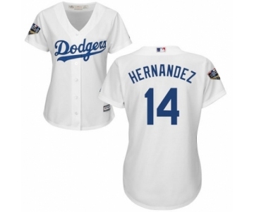 Women's Majestic Los Angeles Dodgers #14 Enrique Hernandez Authentic White Home Cool Base 2018 World Series MLB Jersey