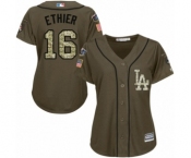 Women's Majestic Los Angeles Dodgers #16 Andre Ethier Authentic Green Salute to Service 2018 World Series MLB Jersey