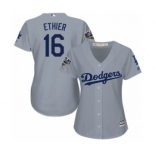 Women's Majestic Los Angeles Dodgers #16 Andre Ethier Authentic Grey Road Cool Base 2018 World Series MLB Jersey