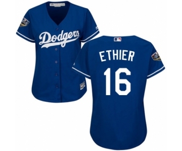 Women's Majestic Los Angeles Dodgers #16 Andre Ethier Authentic Royal Blue 2018 World Series MLB Jersey