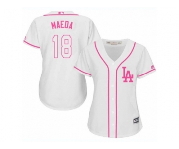 Women's Majestic Los Angeles Dodgers #18 Kenta Maeda Replica White Fashion Cool Base MLB Jersey