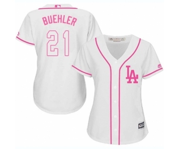 Women's Majestic Los Angeles Dodgers #21 Walker Buehler Authentic White Fashion Cool Base MLB Jersey