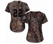 Women's Majestic Los Angeles Dodgers #22 Clayton Kershaw Authentic Camo Realtree Collection Flex Base 2018 World Series MLB Jersey