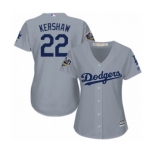 Women's Majestic Los Angeles Dodgers #22 Clayton Kershaw Authentic Grey 2018 World Series MLB Jersey