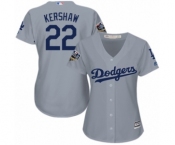 Women's Majestic Los Angeles Dodgers #22 Clayton Kershaw Authentic Grey 2018 World Series MLB Jersey