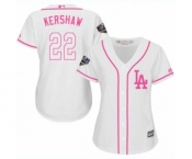 Women's Majestic Los Angeles Dodgers #22 Clayton Kershaw Authentic White Fashion Cool Base 2018 World Series MLB Jersey