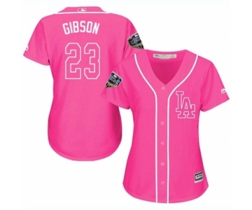 Women's Majestic Los Angeles Dodgers #23 Kirk Gibson Authentic Pink Fashion Cool Base 2018 World Series MLB Jersey