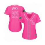 Women's Majestic Los Angeles Dodgers #26 Chase Utley Authentic Pink Fashion Cool Base 2018 World Series MLB Jersey