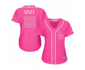 Women's Majestic Los Angeles Dodgers #26 Chase Utley Authentic Pink Fashion Cool Base MLB Jersey