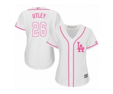 Women's Majestic Los Angeles Dodgers #26 Chase Utley Authentic White Fashion Cool Base MLB Jersey