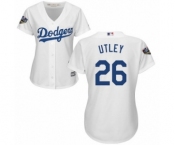 Women's Majestic Los Angeles Dodgers #26 Chase Utley Authentic White Home Cool Base 2018 World Series MLB Jersey