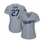 Women's Majestic Los Angeles Dodgers #27 Matt Kemp Authentic Grey Road Cool Base 2018 World Series MLB Jersey