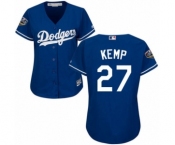 Women's Majestic Los Angeles Dodgers #27 Matt Kemp Authentic Royal Blue Alternate Cool Base 2018 World Series MLB Jersey