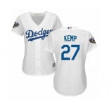 Women's Majestic Los Angeles Dodgers #27 Matt Kemp Authentic White Home Cool Base 2018 World Series MLB Jersey