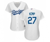 Women's Majestic Los Angeles Dodgers #27 Matt Kemp Authentic White Home Cool Base MLB Jersey