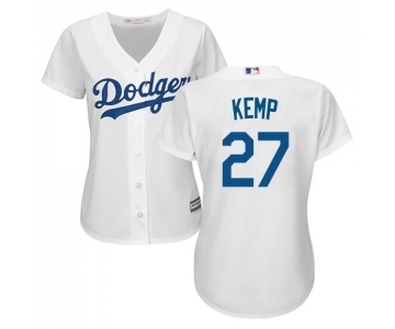 Women's Majestic Los Angeles Dodgers #27 Matt Kemp Authentic White Home Cool Base MLB Jersey