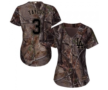 Women's Majestic Los Angeles Dodgers #3 Chris Taylor Authentic Camo Realtree Collection Flex Base MLB Jersey