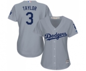 Women's Majestic Los Angeles Dodgers #3 Chris Taylor Authentic Grey Road Cool Base MLB Jersey