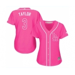 Women's Majestic Los Angeles Dodgers #3 Chris Taylor Authentic Pink Fashion Cool Base MLB Jersey