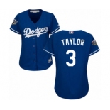 Women's Majestic Los Angeles Dodgers #3 Chris Taylor Authentic Royal Blue Alternate Cool Base 2018 World Series MLB Jersey