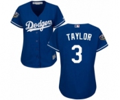 Women's Majestic Los Angeles Dodgers #3 Chris Taylor Authentic Royal Blue Alternate Cool Base 2018 World Series MLB Jersey