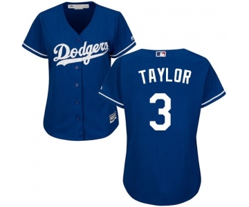 Women's Majestic Los Angeles Dodgers #3 Chris Taylor Authentic Royal Blue Alternate Cool Base MLB Jersey