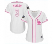 Women's Majestic Los Angeles Dodgers #3 Chris Taylor Authentic White Fashion Cool Base 2018 World Series MLB Jersey