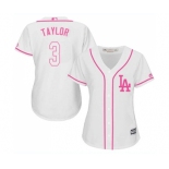 Women's Majestic Los Angeles Dodgers #3 Chris Taylor Authentic White Fashion Cool Base MLB Jersey