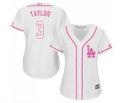 Women's Majestic Los Angeles Dodgers #3 Chris Taylor Authentic White Fashion Cool Base MLB Jersey