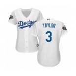 Women's Majestic Los Angeles Dodgers #3 Chris Taylor Authentic White Home Cool Base 2018 World Series MLB Jersey