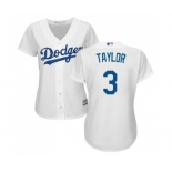 Women's Majestic Los Angeles Dodgers #3 Chris Taylor Authentic White Home Cool Base MLB Jersey