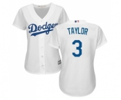 Women's Majestic Los Angeles Dodgers #3 Chris Taylor Authentic White Home Cool Base MLB Jersey