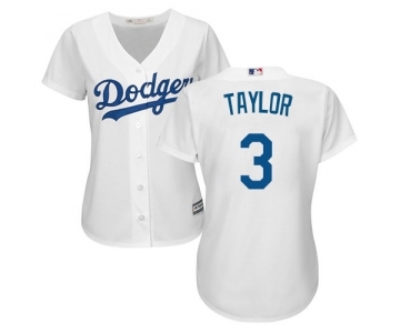 Women's Majestic Los Angeles Dodgers #3 Chris Taylor Authentic White Home Cool Base MLB Jersey