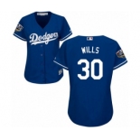 Women's Majestic Los Angeles Dodgers #30 Maury Wills Authentic Royal Blue Alternate Cool Base 2018 World Series MLB Jersey