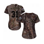 Women's Majestic Los Angeles Dodgers #31 Joc Pederson Authentic Camo Realtree Collection Flex Base 2018 World Series MLB Jersey