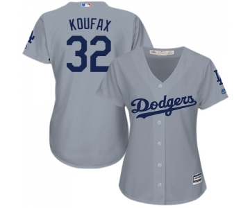 Women's Majestic Los Angeles Dodgers #32 Sandy Koufax Authentic Grey Road Cool Base MLB Jersey