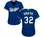 Women's Majestic Los Angeles Dodgers #32 Sandy Koufax Authentic Royal Blue Alternate Cool Base MLB Jersey