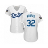 Women's Majestic Los Angeles Dodgers #32 Sandy Koufax Authentic White Home Cool Base 2018 World Series MLB Jersey