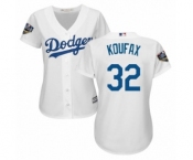 Women's Majestic Los Angeles Dodgers #32 Sandy Koufax Authentic White Home Cool Base 2018 World Series MLB Jersey