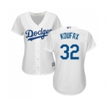 Women's Majestic Los Angeles Dodgers #32 Sandy Koufax Authentic White Home Cool Base MLB Jersey