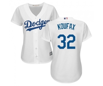 Women's Majestic Los Angeles Dodgers #32 Sandy Koufax Authentic White Home Cool Base MLB Jersey