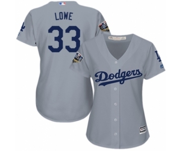 Women's Majestic Los Angeles Dodgers #33 Mark Lowe Authentic Grey Road Cool Base 2018 World Series MLB Jersey