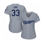 Women's Majestic Los Angeles Dodgers #33 Mark Lowe Authentic Grey Road Cool Base MLB Jersey