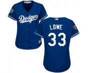 Women's Majestic Los Angeles Dodgers #33 Mark Lowe Authentic Royal Blue Alternate Cool Base 2018 World Series MLB Jersey