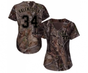 Women's Majestic Los Angeles Dodgers #34 Fernando Valenzuela Authentic Camo Realtree Collection Flex Base MLB Jersey