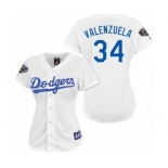 Women's Majestic Los Angeles Dodgers #34 Fernando Valenzuela Authentic White 2018 World Series MLB Jersey