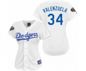 Women's Majestic Los Angeles Dodgers #34 Fernando Valenzuela Authentic White 2018 World Series MLB Jersey