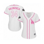 Women's Majestic Los Angeles Dodgers #34 Fernando Valenzuela Authentic White Fashion Cool Base 2018 World Series MLB Jersey